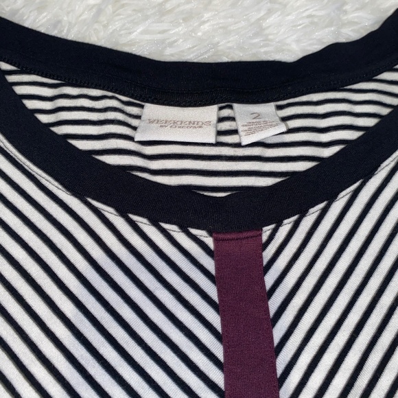 Chico's Weekends Tunic top Flattering stripe pattern Chicos Sz2 - Picture 2 of 6